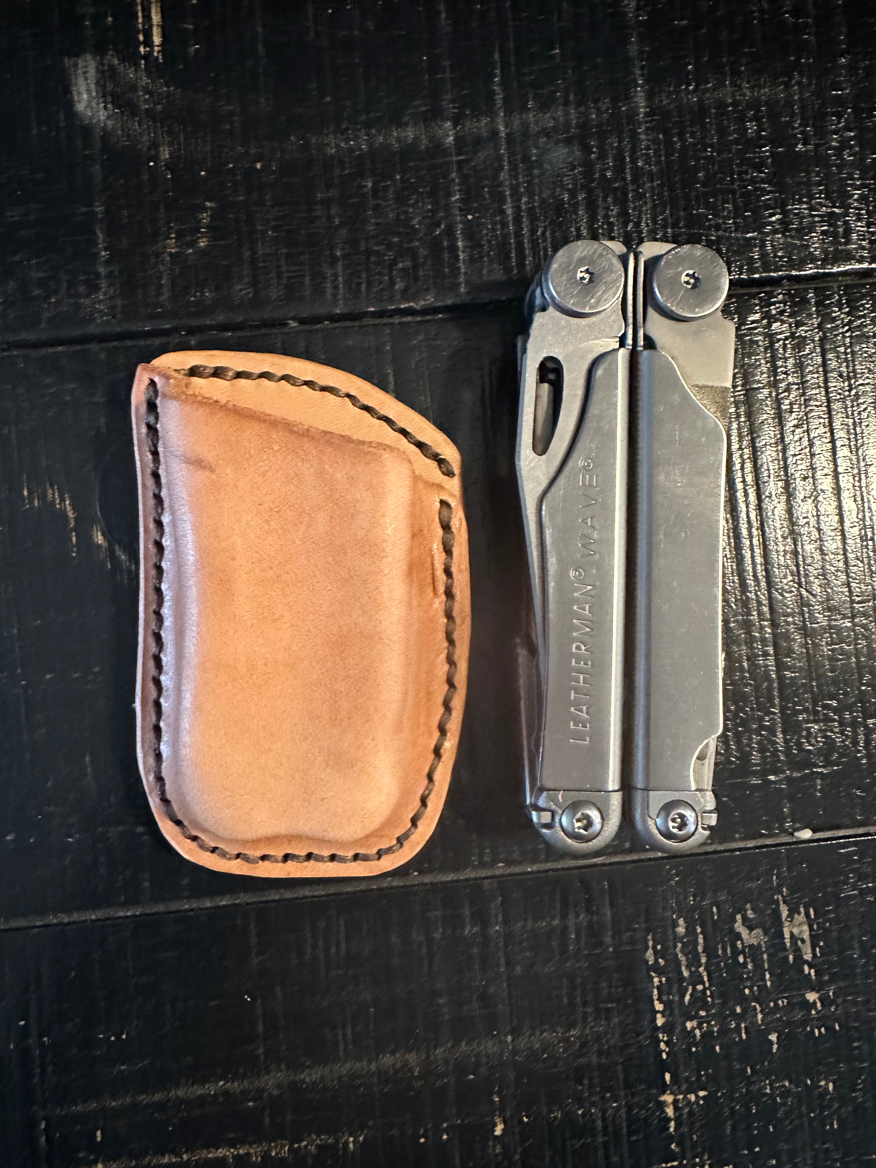 Hand-Stitched Leatherman Wave Belt Sheath